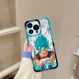 Coque iPhone en Silicone Dragon Ball Goku Bleu